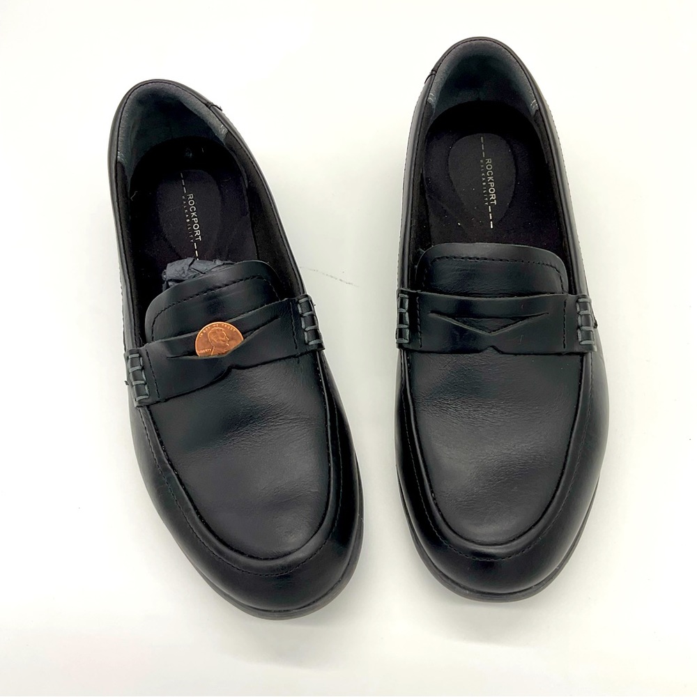 Rockport Black Walkability Leather Penny Loafers Size 6